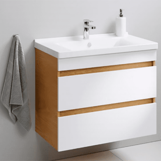 Тумба под раковину Aquanika Base AQB784352RU82 80 см дуб золотой/белый